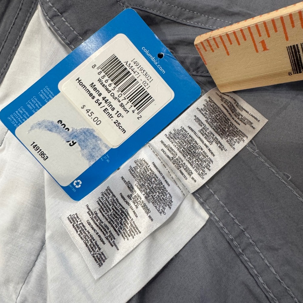 Columbia Mens 44 REG Washed Out Short Label Sz 44x10 Gray Casual Outdoor Shorts - Picture 7 of 12